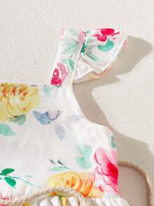 Baby Girls Summer Floral Print Sleeveless Dress - Multicolor - View 8
