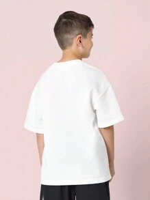 SUMWON 青少年男孩都市街头风芝加哥T恤，运动字母印花设计，休闲运动夏季度假时尚T恤 - 白色 - 查看 2