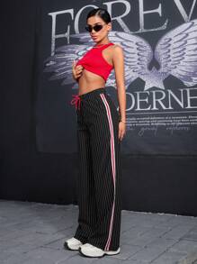 SHEIN Cottnline ELASTICAL WAISTED STRIPED SIDED SWEATPANT - Multicolor - View 1