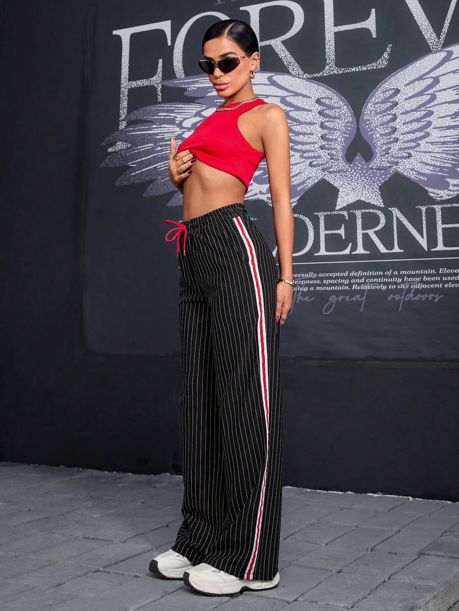 SHEIN Cottnline ELASTICAL WAISTED STRIPED SIDED SWEATPANT - Multicolor - View 1