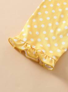 SHEIN 3pcs/Set Baby Girls' Cute Ice Cream Print Short Sleeve Top, Long Pants And Ruffled Cuffs Home Outfit Set - Multicolor - View 5