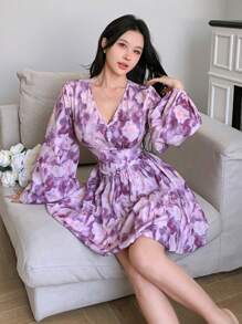 Modelyn Romantic Blooming Floral Print Short Dress, Flower Bud Short For Women - Multicolor - View 2