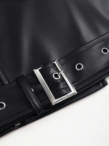 Lunelith SHEIN Lunessa Women's Long Sleeve Zipper Front Loose Design PU Leather Jacket Fall Winter Cloth For Women