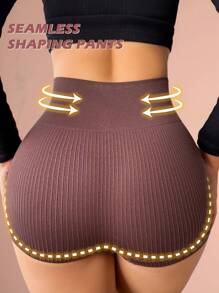 1 件女士无缝束腰提臀三角裤塑身衣 - 咖啡棕 - 查看 2