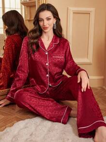 SHEIN 女士豹纹睡衣套装，秋冬服装 - 彩色 - 查看 5