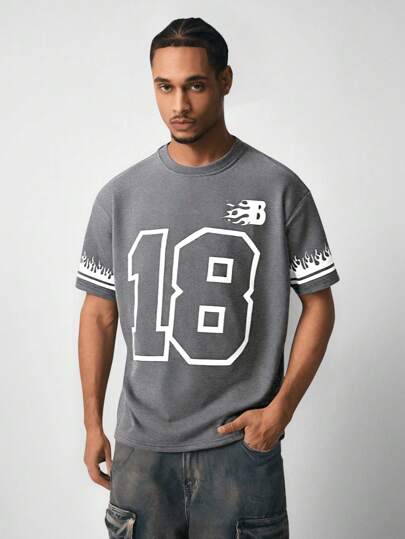 Prep T-shirt à col rond à manches courtes minimaliste avec imprimé numérique pour hommes, pour une utilisation quotidienne décontractée