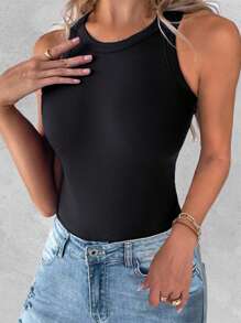 INAWLY Conjunto de camiseta y pantalones cortos casuales de unicolor para mujer en verano