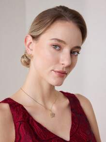 MOTF PREMIUM FASHIONABLE & ELEGANT SILVER-COLOR STAR SPARKLE EARRINGS & NECKLACE JEWELRY SET