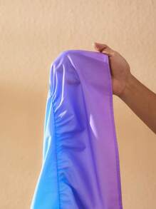 Slaydiva Plus Size Women Ombre Short Sleeve Single-Breasted Ruffle Hem Dress - Multicolor - View 8