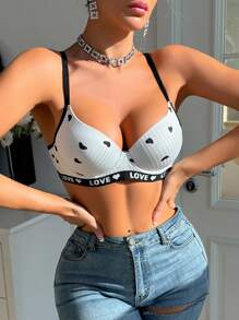 3pcs/Set Heart Striped Wireless Bras, Minimalist Fashion Casual Daily Wear - Multicolor - View 7