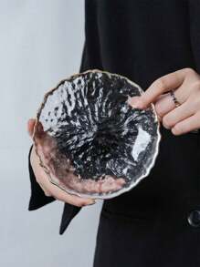 1pc Minimalist Vintage High-Quality Iceberg Texture Glass Fruit Bowl, Snack Plate, Home Decor Living Room Sophisticated Appetizer Salad Dish Christmas Gift - Clear - View 3