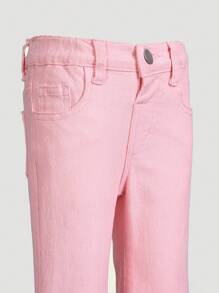 SHEIN 2pcs/Set Young Girls Fashionable Elastic Flared Jeans - Multicolor - View 8