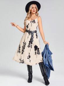 SHEIN LUNE Damskie Mini Sukienki Westernowe Ubrania Westernowe Dla Kobiet Country Koncert Strój Mardi Gras Wielkanoc Sukienka Kobiety Western Ubrania Kobiety - Morela - Zobacz 5