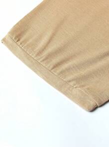 Manfinity Homme 男士简约时尚休闲日常短袖纯色T恤男装男士T恤男士T恤男士T恤上衣男士T恤 - 卡其色 - 查看 4