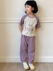 DAZY 2pcs/Set Young Girls Fall Clothing Set - Purple - View 5