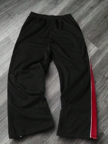 Manfinity Roghcode Men's Letter Print Drawstring Waist Casual Sweatpants, Track Pants, Gym Pants, For Rave - Multicolor - View 2