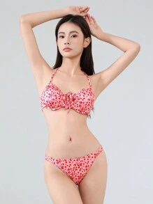 DAZY Spring Break Women Summer Beach Random Printed Cute Swimwear Bottom - Pink - View 7
