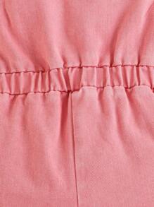 Moda para bebé (niña) estilo dulce de la calle, mono sin mangas de tela vaquera rosa, verano - Rosa - Ver 7