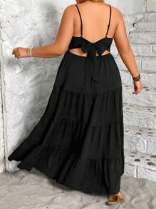 Breezaya Vestido largo de verano de talla grande, de color liso, con tirantes de espagueti, de estilo bohemio y minimalista
