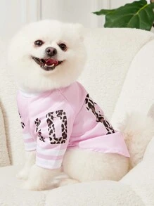 PETSIN 1pc Pet Cat/Dog Fashionable No.10 Leopard Print T-Shirt, Breathable & Comfortable Pet Clothing - Multicolor - View 5