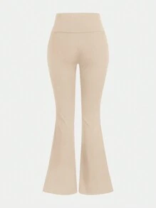 SHEIN Essnce 2 件套女式高腰紧身喇叭腿打底裤，黑色和灰色 - 彩色 - 查看 7