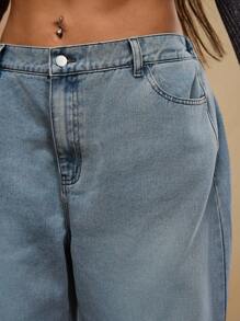 Forever 21 Plus Size Casual Washed Low Waist Wide Leg Jeans - Blue - View 7