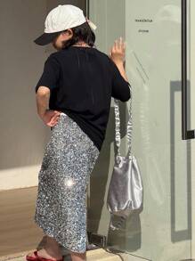 DAZY Tween Girl' Heart Printed Short Sleeve T-Shirt Summer,Back To School Clothes - Black - View 5