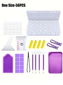 1 set Kit de pintura de diamantes 5D para adultos - Juego de manualidades DIY completo con herramientas multifuncionales, caja de bordado, bolígrafo ajustable, accesorios de precisión y solución de almacenamiento, material de plástico que incluye bolígrafo de punta de diamante, pinzas, pegamento y bandeja de plástico, etc. Adecuado para regalo de manualidades DIY para adultos.
