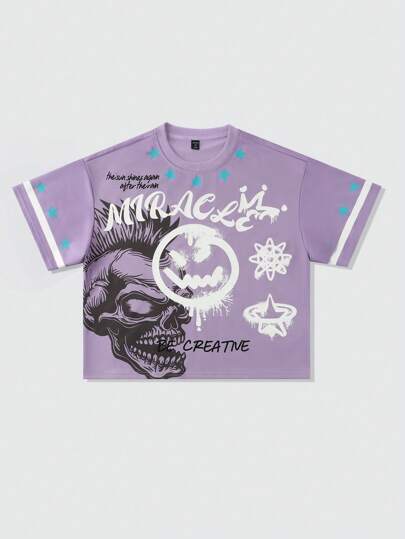 Street Life Camiseta gráfica de hombre oversize de peso pesado, corte suelto y entallado