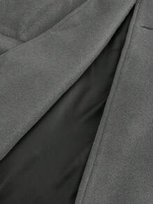Calvornis 男士大码纯色双排扣羊毛大衣，休闲秋冬 - 淺灰色 - 查看 5