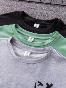 SHEIN Leap Crew 6 件青少年男童休闲百搭舒适印花图案宽松圆领短袖 T 恤和短裤 2 件套装，3 种款式 x 2，买 1 送 2，适合通勤、上学、日常休闲、度假、运动、春夏秋冬 - 彩色 - 查看 3