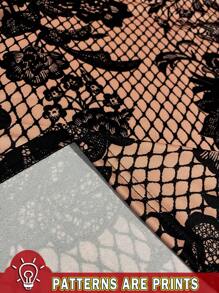 长款修身蕾丝吊带背心连衣裙，裸色透视性感鸡尾酒会礼服 - 白色 - 查看 3