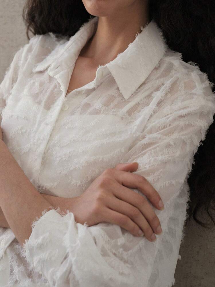 LIGHTWEIGHT SHEER BUTTON UP SHIRT