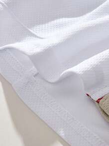 SHEIN Boys' Blue Floral Print Contrasting Raglan Sleeve Open Front Shirt, Sporty Style, Spring, Outdoor - Khaki - View 3