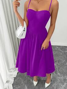 SHEIN Raffinéa Váy hai dây bó eo thời trang đa năng cho tiệc đêm hẹn hò, thu/đông - Màu tím  Violet - Xem 7