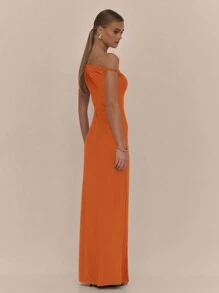 MUSERA 不对称领口开衩大腿长裙 夏季度假婚礼宾客微透毕业典礼伊比沙岛假日海滩冬季晚宴