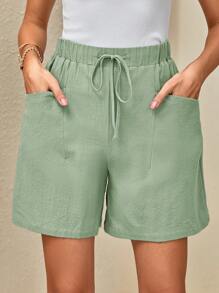 SHEIN LUNE شورتات نسائية كاجوال بلون أحادي فضفاضة