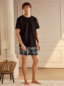 EverLounge Men's Plaid Loose Casual Shorts Pajama Bottom - Green - View 4