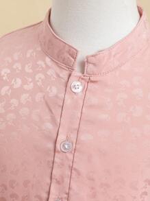 2pcs/Set Boy Button Up Long Sleeve Top And Pants Two-Piece Outfit - White - View 4