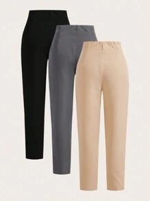 Poéselle Pantalones cónicos de cintura alta de unicolor para mujeres, pantalones para mujeres, ropa casual de negocios para mujeres, reemplazo de múltiples colores, cómodos de usar, adecuados para uso diario casual, vacaciones y viajes