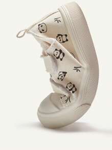 Cozy Pixies 1 Pair Kids Boys' Canvas Casual Sneakers With Hook And Loop, Simple & Versatile, Comfortable For Daily Wear, All Season (Random Pattern)