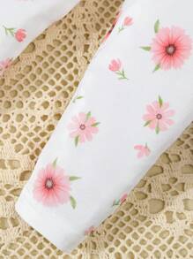 6pcs Baby/Baby Girl Snug Fit Elegant Ditsy Floral & Striped Short Sleeve Jumpsuit & Pants Pajamas Set - Multicolor - View 4