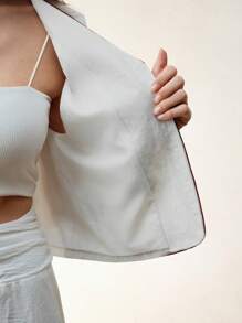 Anewsta Exotic Embroidered Fringe Vest, Casual Short Style Women Spring Summer Top - White - View 6