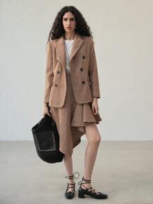 MOTF PREMIUM WOOL ASYMMETRICAL HEM SKIRT - Coffee Brown - View 4