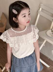 Dazy Kids Young Girl T-Shirt, Fall Collection - White - View 3