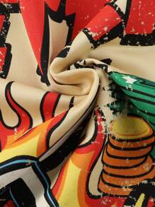 ROMWE MEN Street Life Street Oversized Loose Fit Short Style Printed T-Shirt For Men - Apricot - View 4