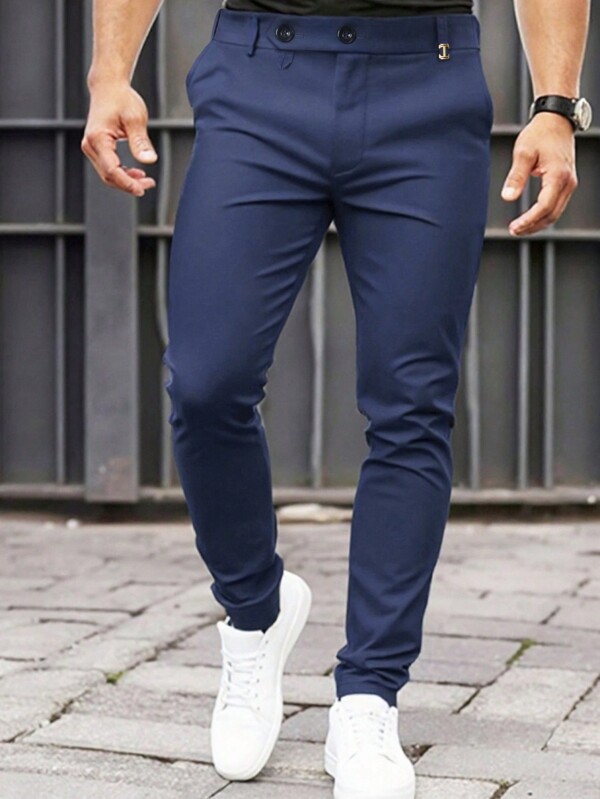 Manfinity Mode Pantalones de traje de negocio formal casual para hombres, regalos para novios, pantalones casuales para hombres, ropa de hombre, pantalones para hombres