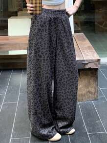 FRIFUL 女士休闲豹纹裤，简约时尚，适合日常穿着