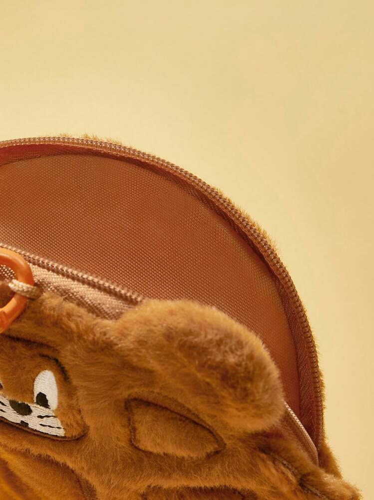 TOM & JERRY X SHEIN 刺繍入りの漫画ワッフル柄 ぬいぐるみ コインケース ハンギングバッグ - ブラウン - 見る 8