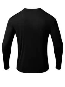 Manfinity Men's Crew Neck Long Sleeve Graphic Casual Surfing T-Shirt - Black - View 2